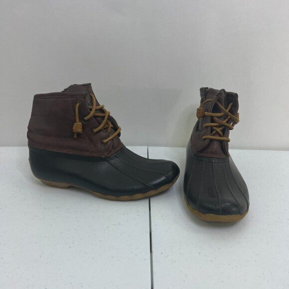 Sperry Saltwater Boot Brown girls‎ 5 Duck Boots Leather Youth Rain Kids